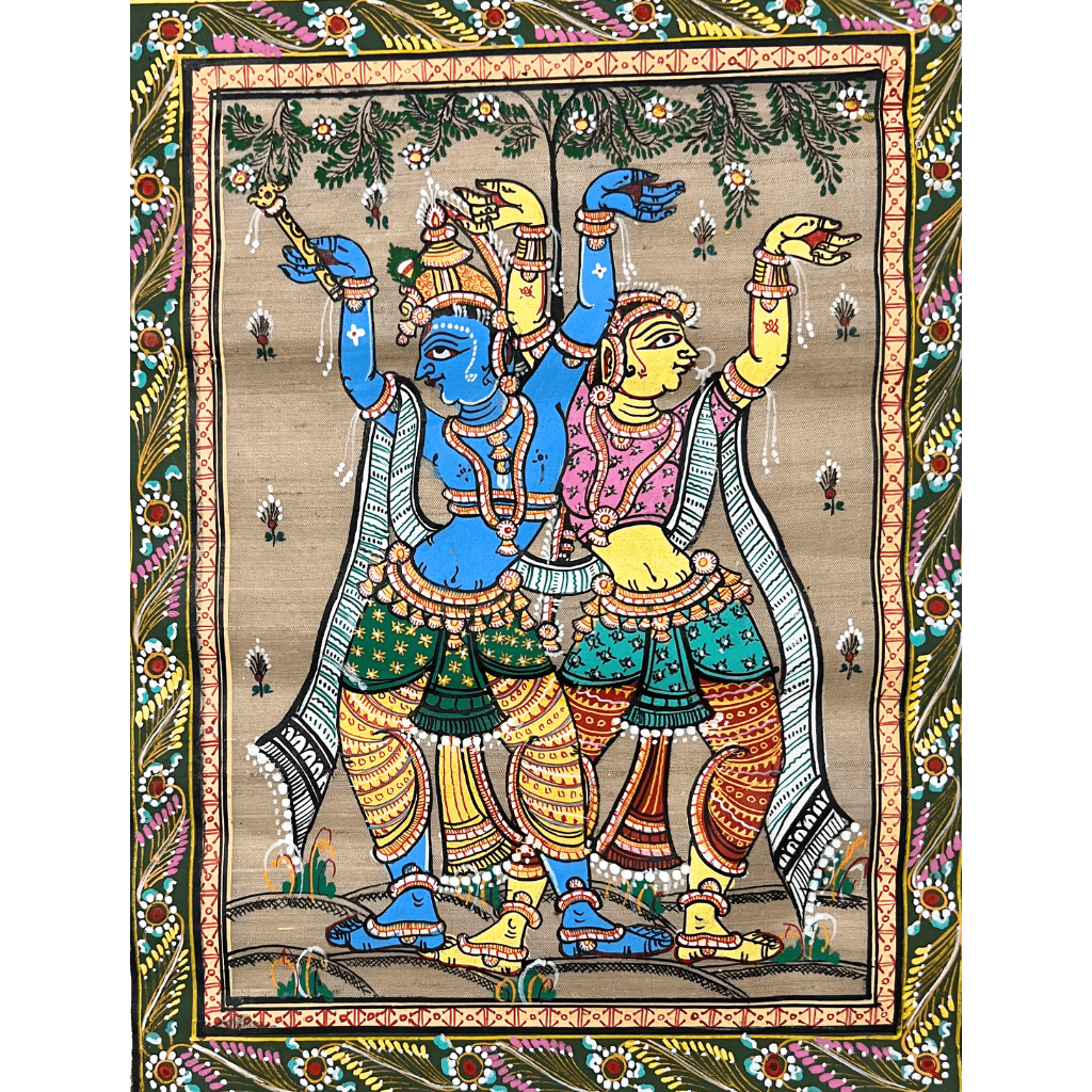 Pattachitra Painting | Dancing Radha Krishna - UNFRAMED - Taalapatra Vibes