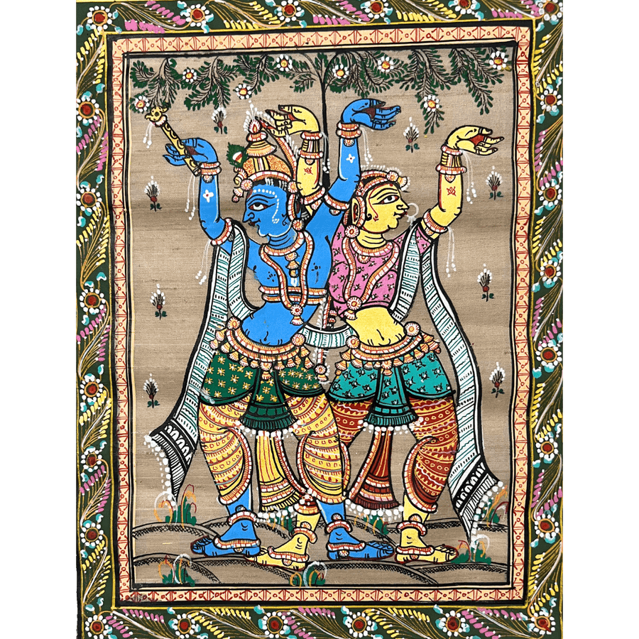 Pattachitra Painting | Dancing Radha Krishna - UNFRAMED - Taalapatra