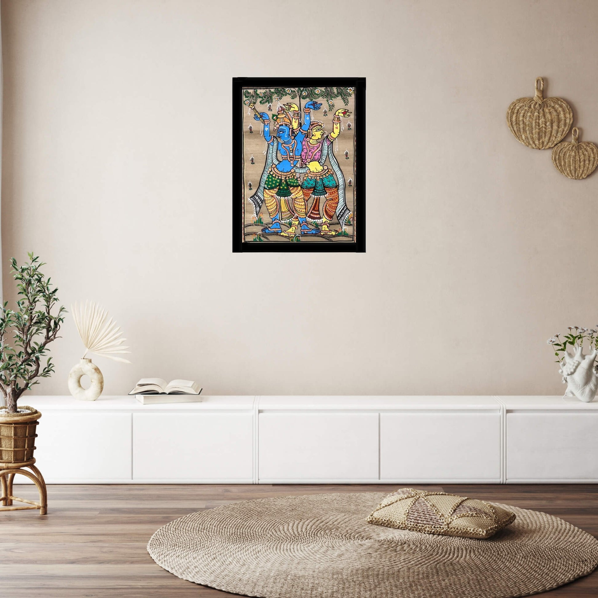 Pattachitra Painting | Dancing Radha Krishna - UNFRAMED - Taalapatra Vibes
