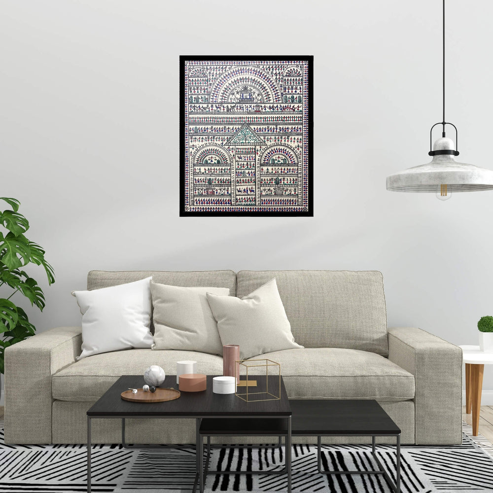 Pattachitra Painting | Saura Tribal Artwork (Large Canvas) - UNFRAMED - Taalapatra