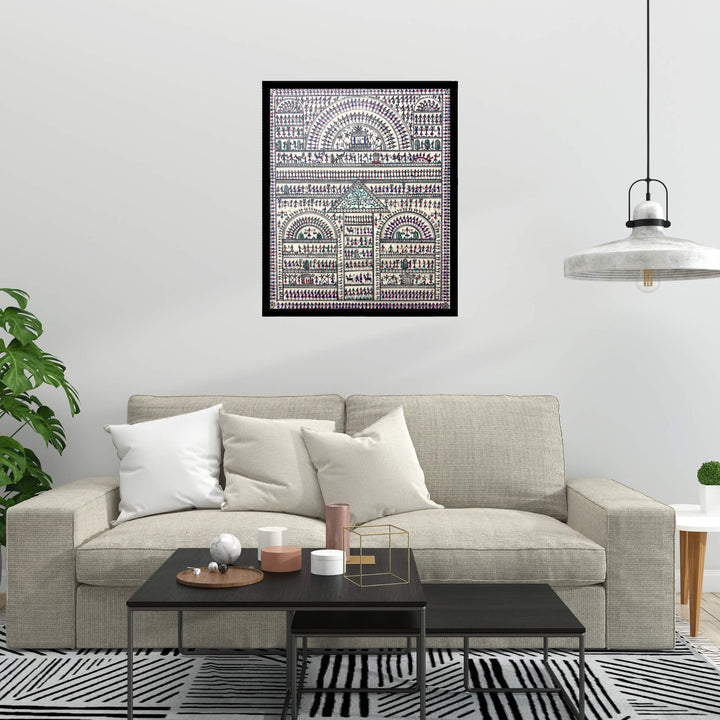 Pattachitra Painting | Saura Tribal Artwork (Large Canvas) - UNFRAMED - Taalapatra