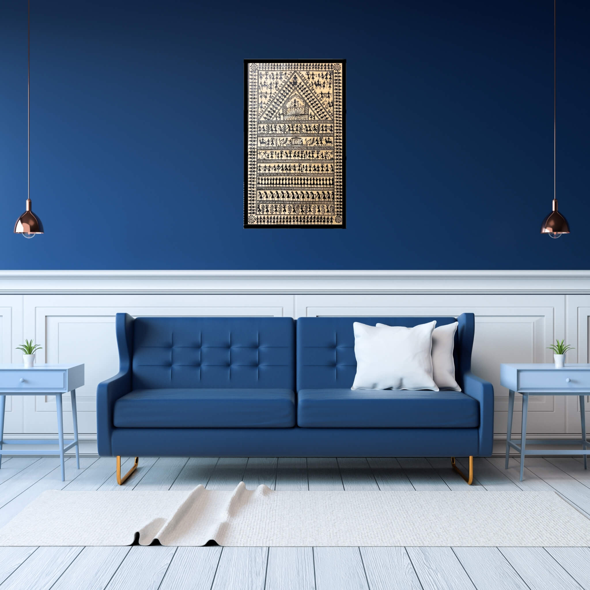 Pattachitra Painting | Saura Tribal Artwork - Monochrome (Medium Canvas) - UNFRAMED - Taalapatra Vibes