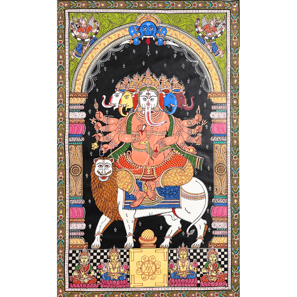 Pattachitra Painting | Panchmukhi Ganesh / Vaastu Ganesh - UNFRAMED - Taalapatra Vibes