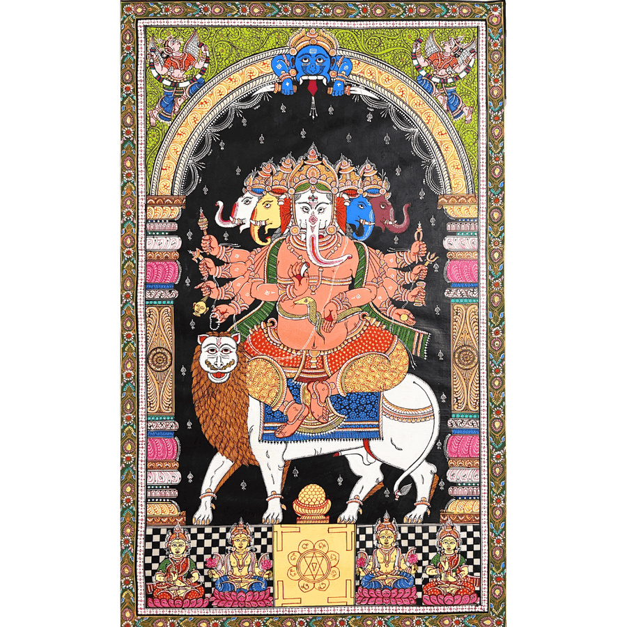 Pattachitra Painting | Panchmukhi Ganesh / Vaastu Ganesh - UNFRAMED - Taalapatra