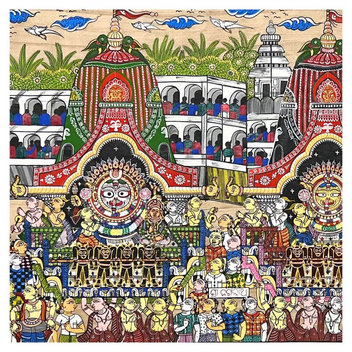 Pattachitra Painting | Shri Jagannath Rath Yatra - UNFRAMED - Lord Balabhadra and Maa Subhadra