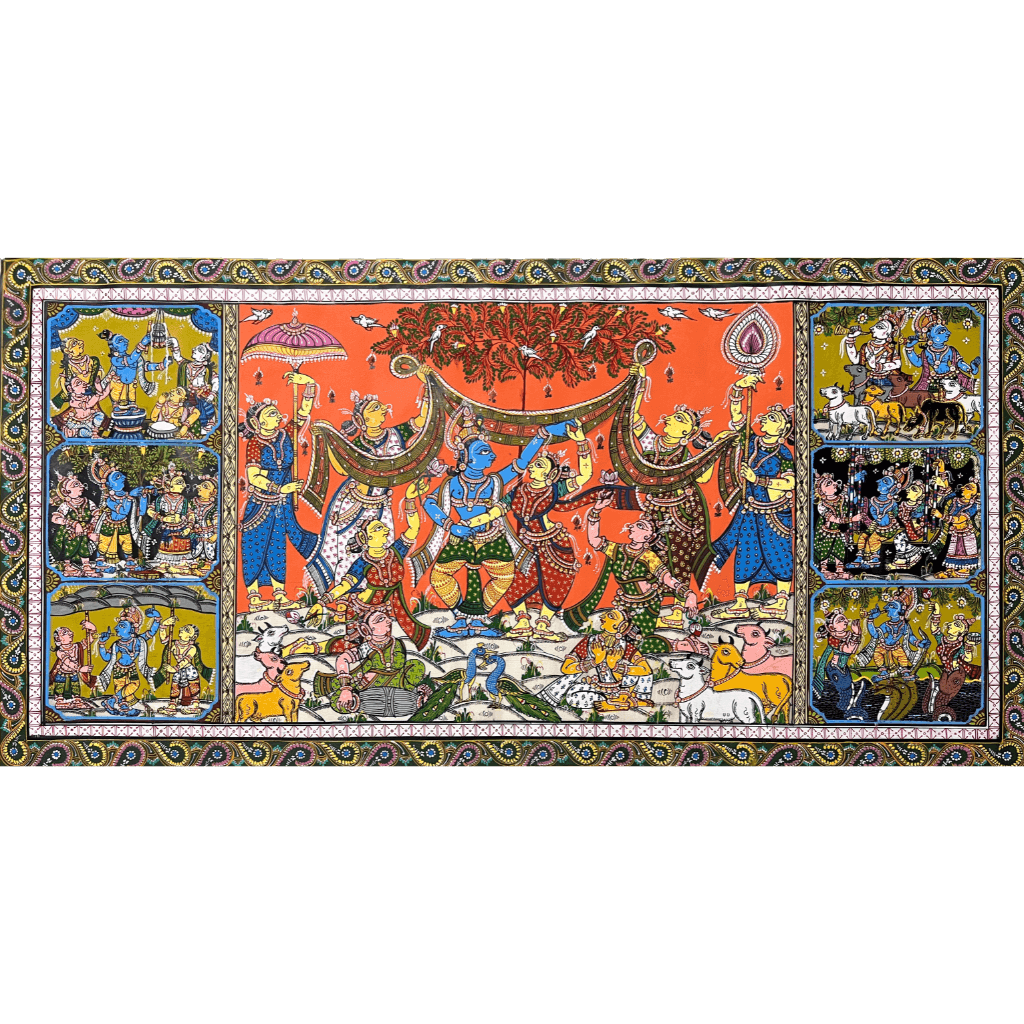 Pattachitra Painting | Sri Krishna Raas Leela & Baal Leela Story - UNFRAMED - Taalapatra Vibes
