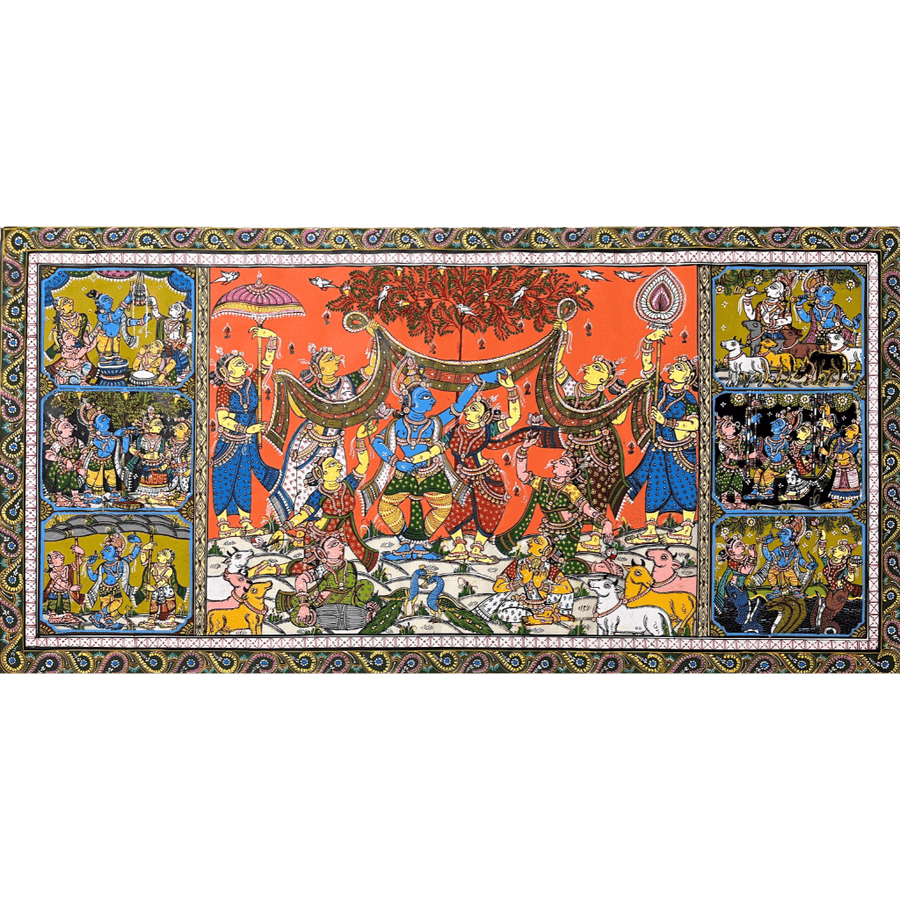 Pattachitra Painting | Sri Krishna Raas Leela & Baal Leela Story - UNFRAMED - Taalapatra