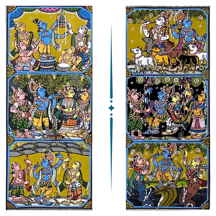 Pattachitra Painting | Sri Krishna Raas Leela & Baal Leela Story - UNFRAMED - Taalapatra