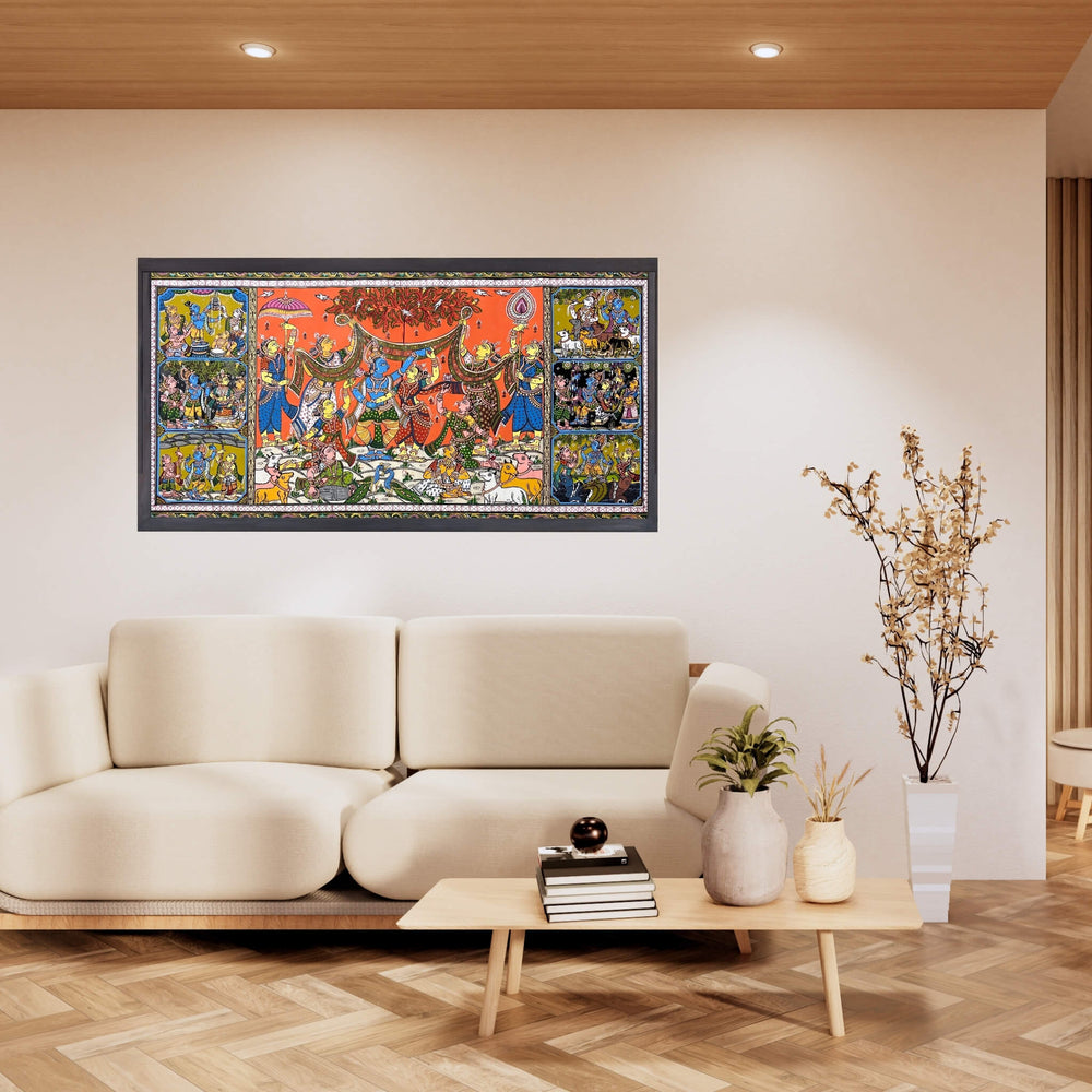 Pattachitra Painting | Sri Krishna Raas Leela & Baal Leela Story - UNFRAMED - Taalapatra