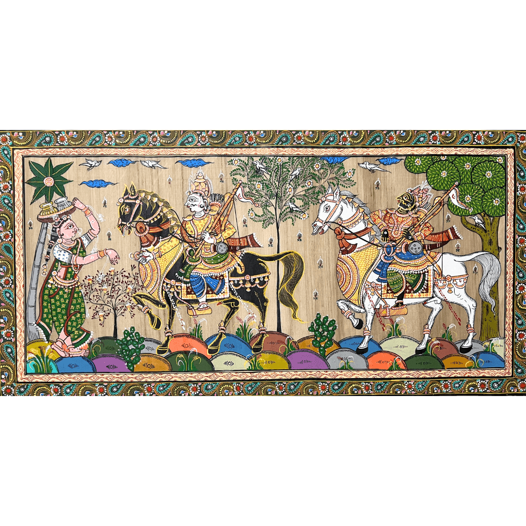 Pattachitra Painting | Kanchi Abhijaan - Shri Krishna and Lord Balaram - UNFRAMED - Taalapatra Vibes