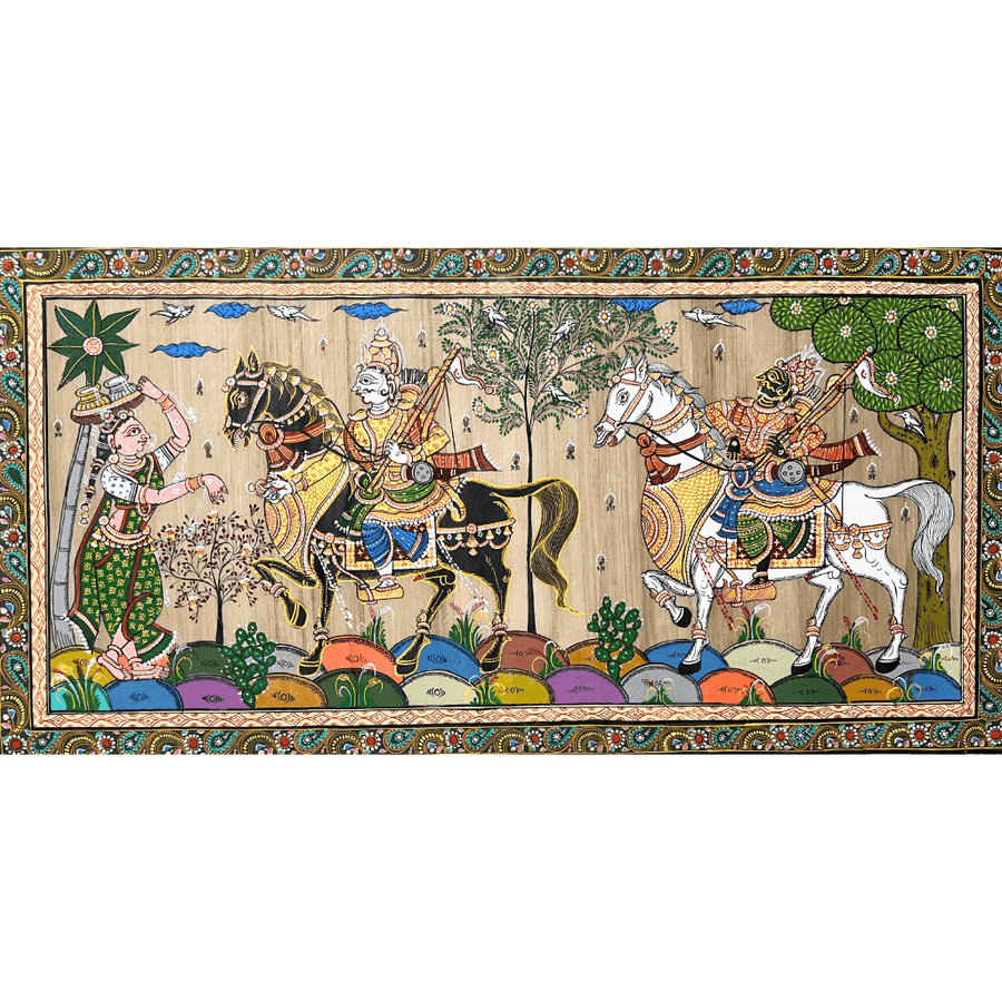 Pattachitra Painting | Kanchi Abhijaan - Shri Krishna and Lord Balaram - UNFRAMED - Taalapatra