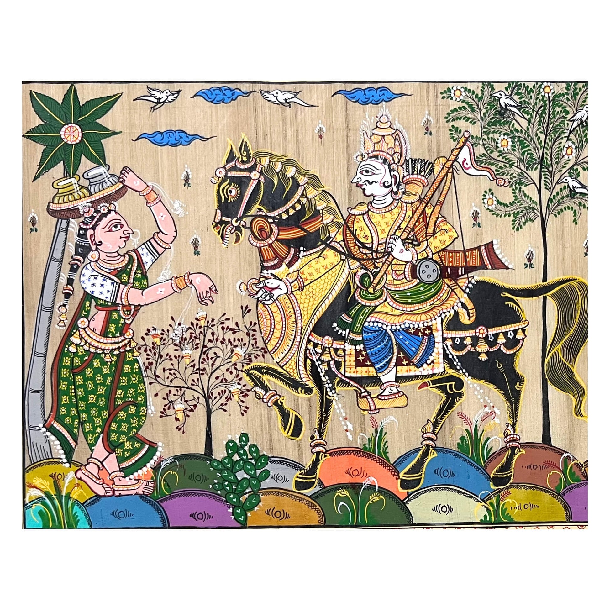 Pattachitra Painting | Kanchi Abhijaan - Shri Krishna and Lord Balaram - UNFRAMED - Taalapatra Vibes