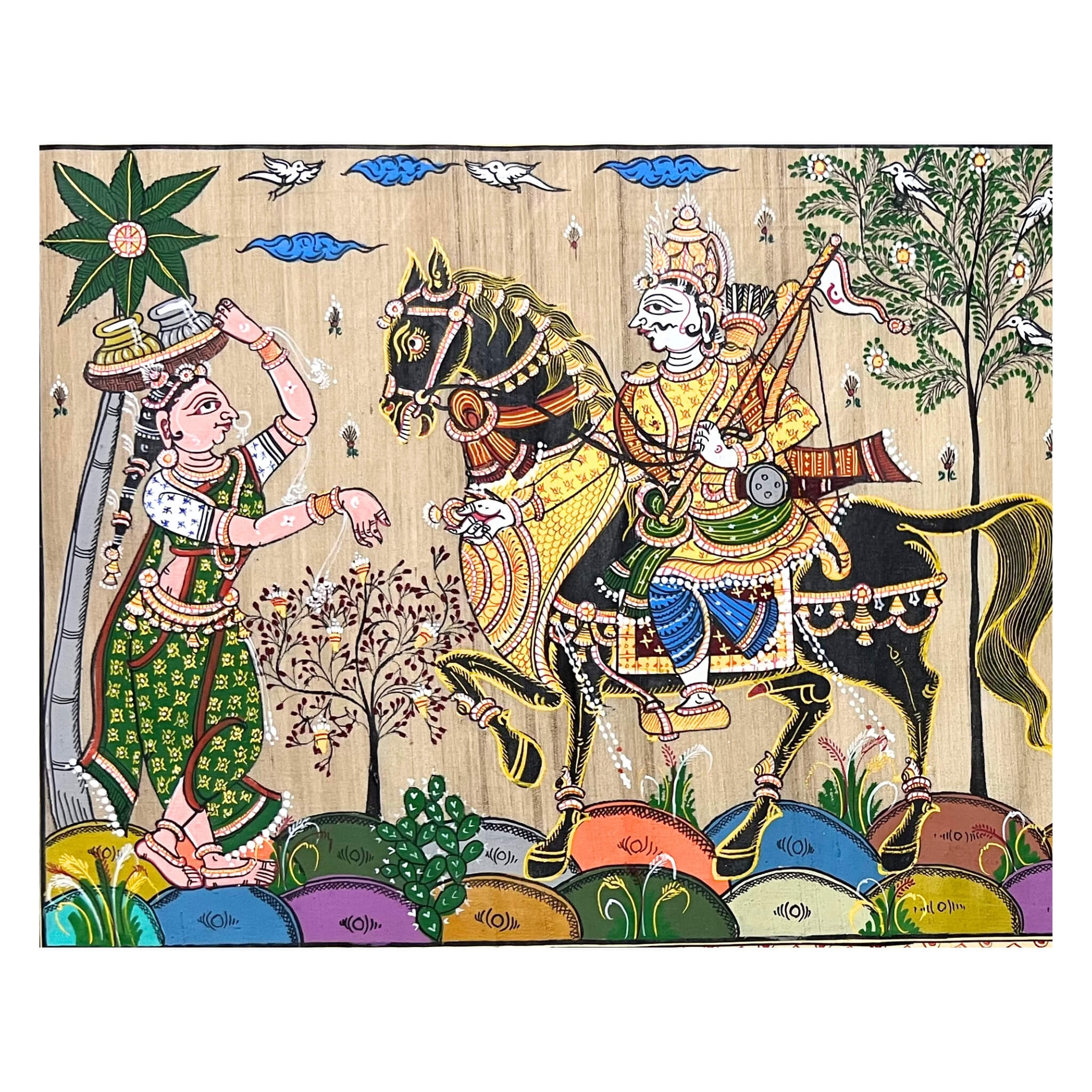 Pattachitra Painting | Kanchi Abhijaan - Shri Krishna and Lord Balaram - UNFRAMED - Taalapatra Vibes