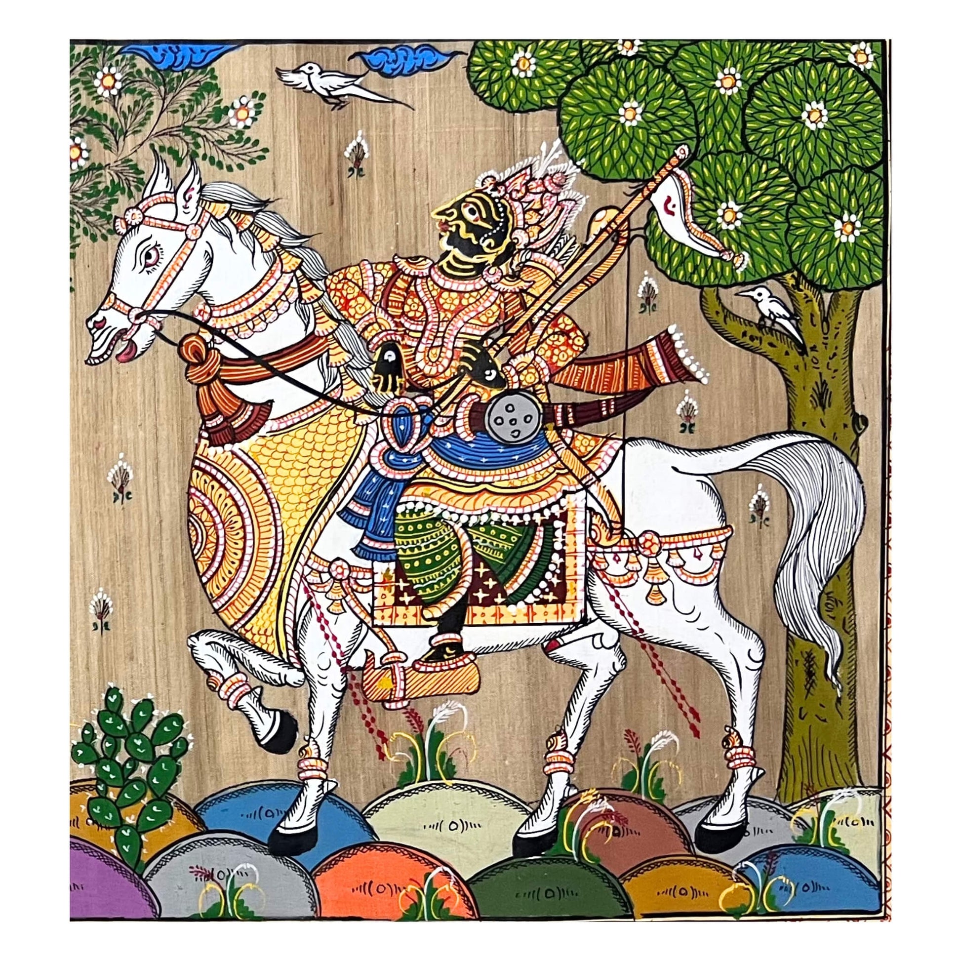 Pattachitra Painting | Kanchi Abhijaan - Shri Krishna and Lord Balaram - UNFRAMED - Taalapatra Vibes