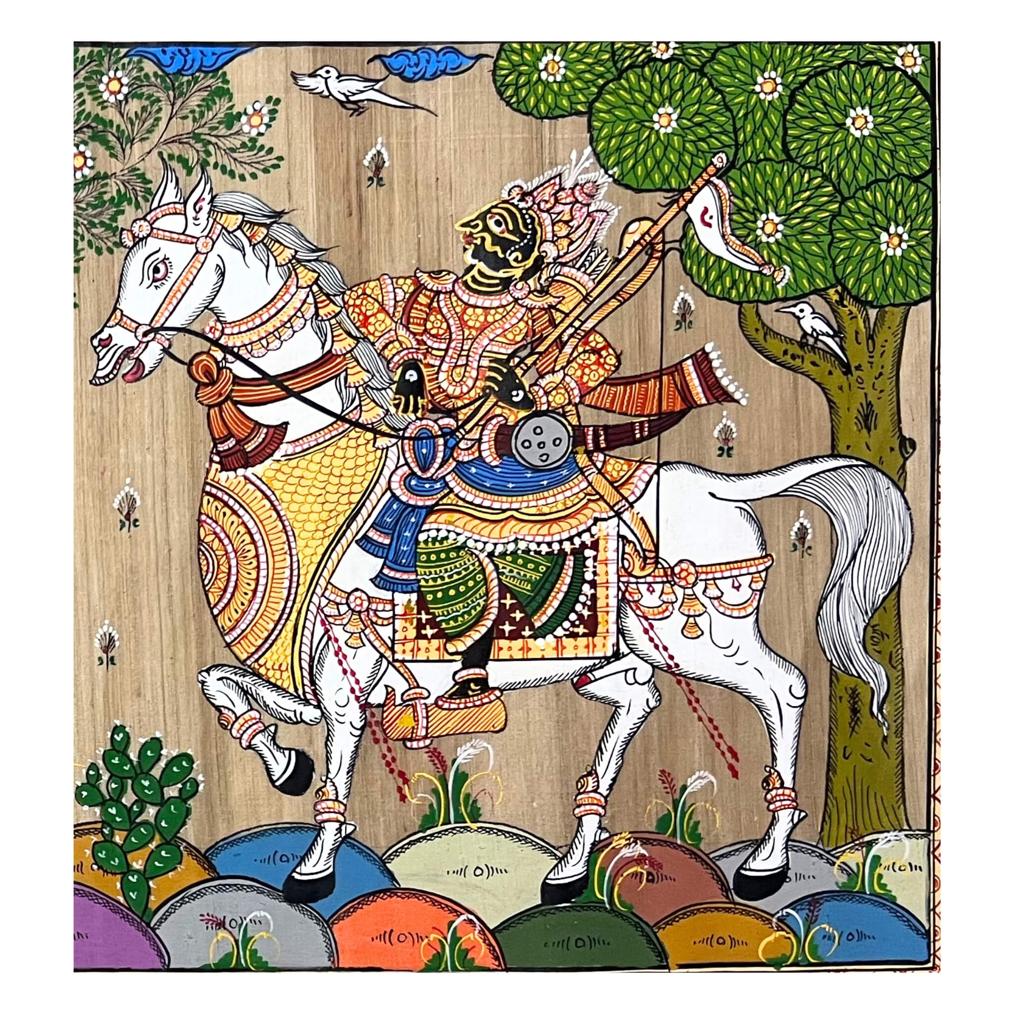 Pattachitra Painting | Kanchi Abhijaan - Shri Krishna and Lord Balaram - UNFRAMED - Taalapatra Vibes