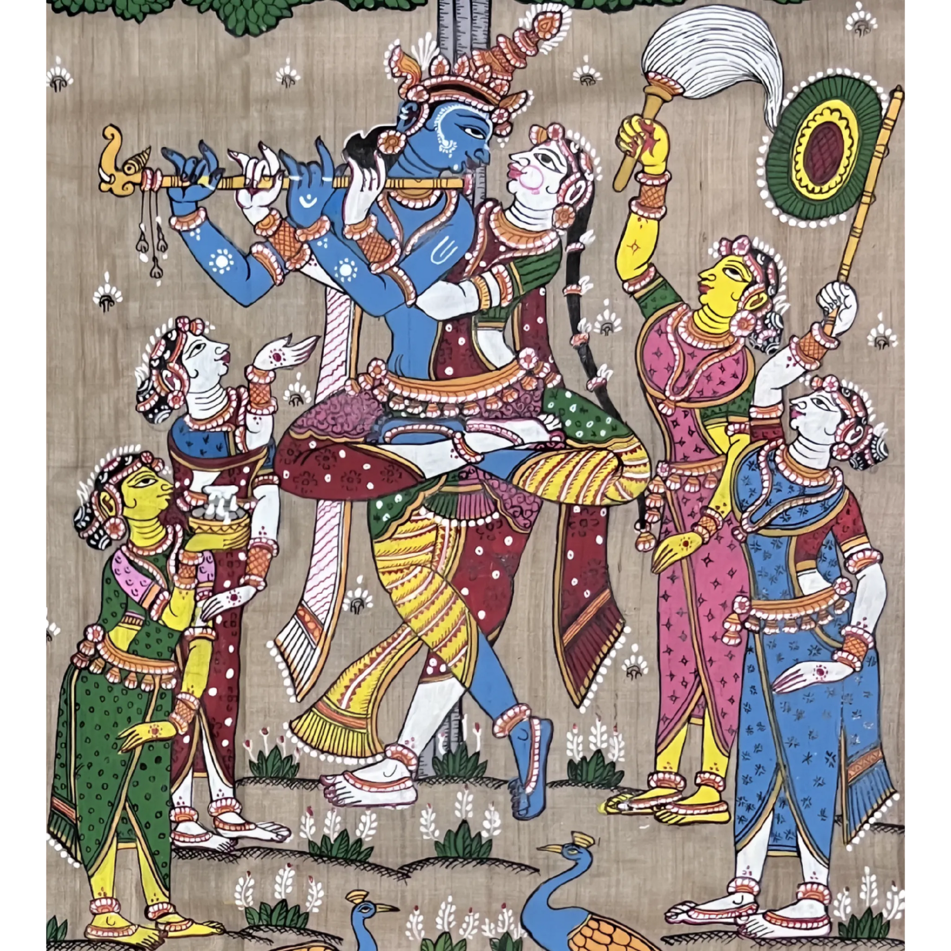 Radha Krishna Dancing Under a Tree