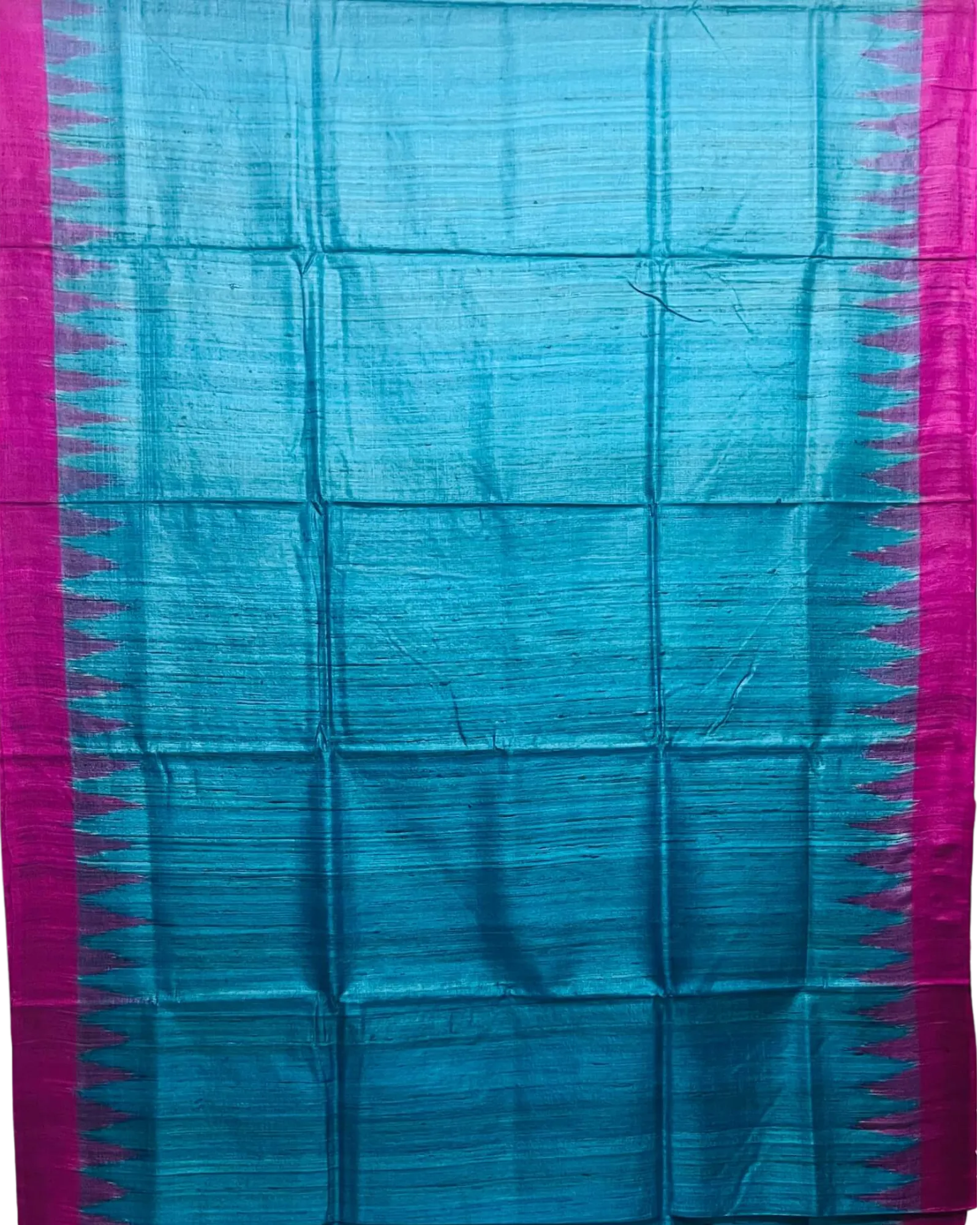 Handwoven Pure Tussar Silk Saree - Peacock Blue Colour