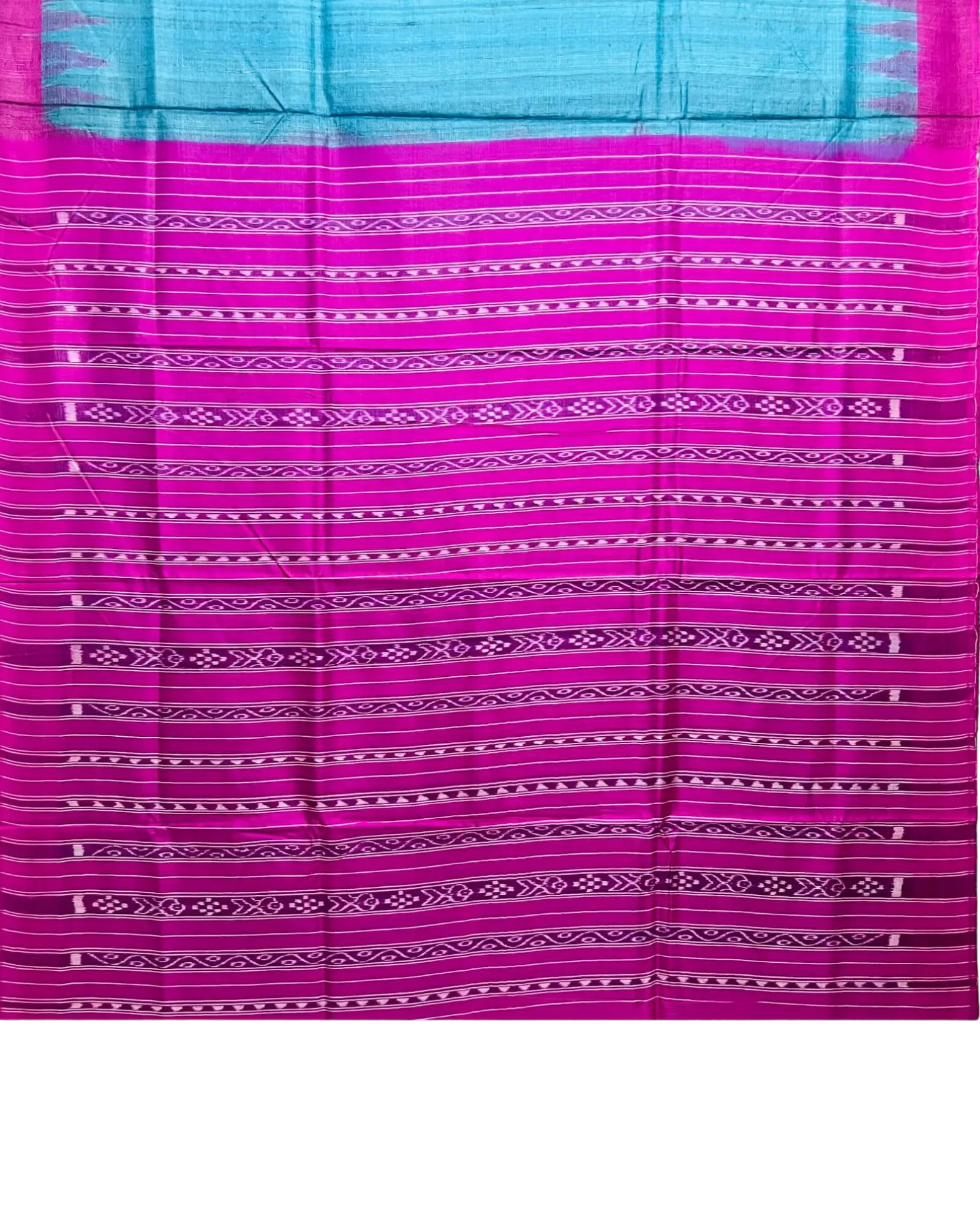 Handwoven Pure Tussar Silk Saree - Peacock Blue Colour