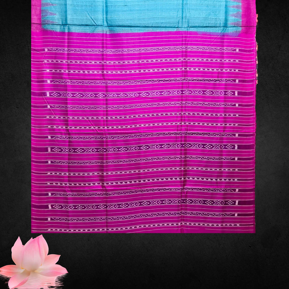 Handwoven Pure Tussar | Silk Saree - Peacock Blue Colour - Taalapatra