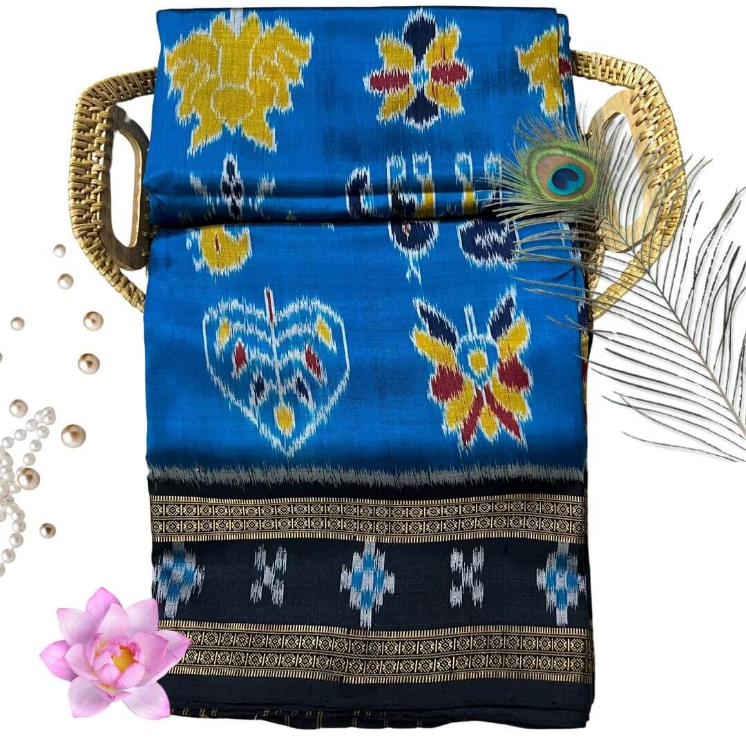 Handwoven Pure Tussar | Fine Silk Saree - Copper Sulphate Blue Colour