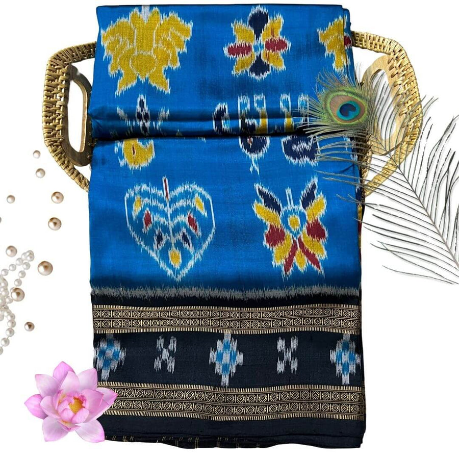 Handwoven Pure Tussar | Fine Silk Saree - Copper Sulphate Blue Colour