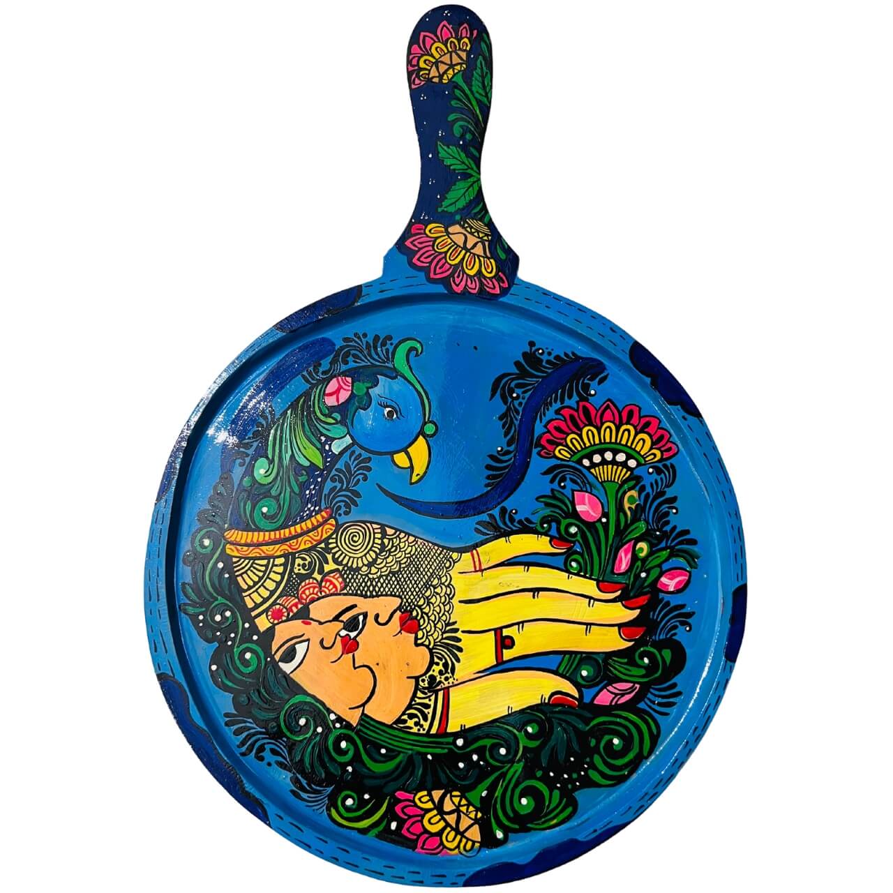 Pattachitra Painting on Wooden Tennis Style Tray / Wall Hanging (Medium) - Fusion - Taalapatra Vibes