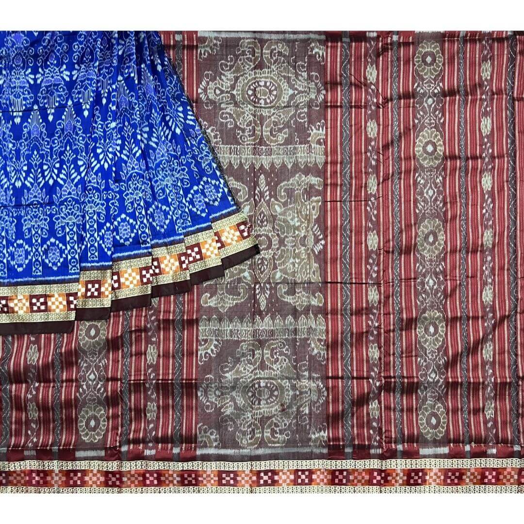 Handwoven Silk | Bandha Sambalpuri Saree - Deep Royal Blue Colour - Taalapatra Vibes