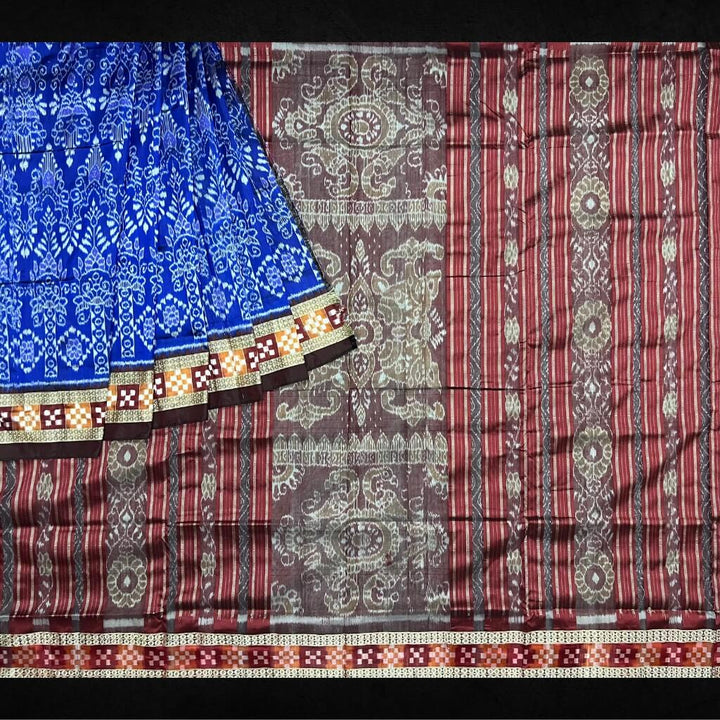 Handwoven Silk | Bandha Sambalpuri Saree - Deep Royal Blue Colour - Taalapatra