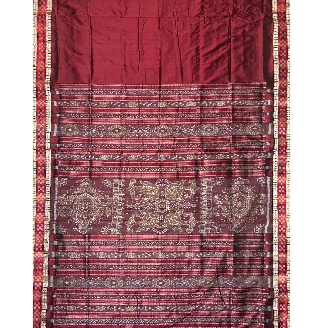 Handwoven Silk | Bandha Sambalpuri Saree - Copper Sulphate Blue Colour - Taalapatra Vibes