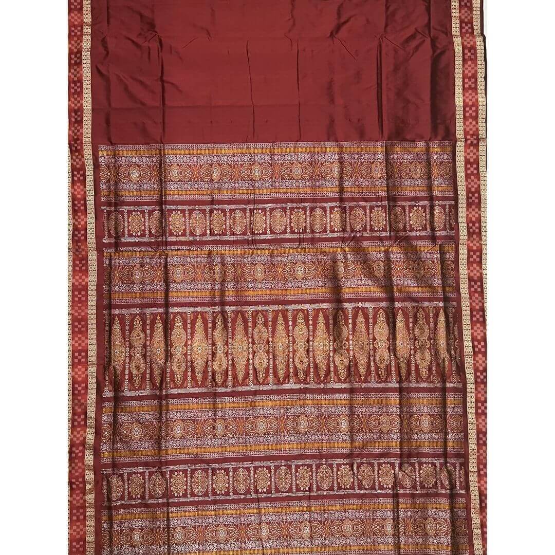 Handwoven Silk | Sambalpuri Saree - Olive Green Colour