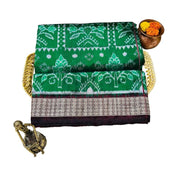 Handwoven Sambalpuri Silk Saree - Green - Taalapatra Vibes