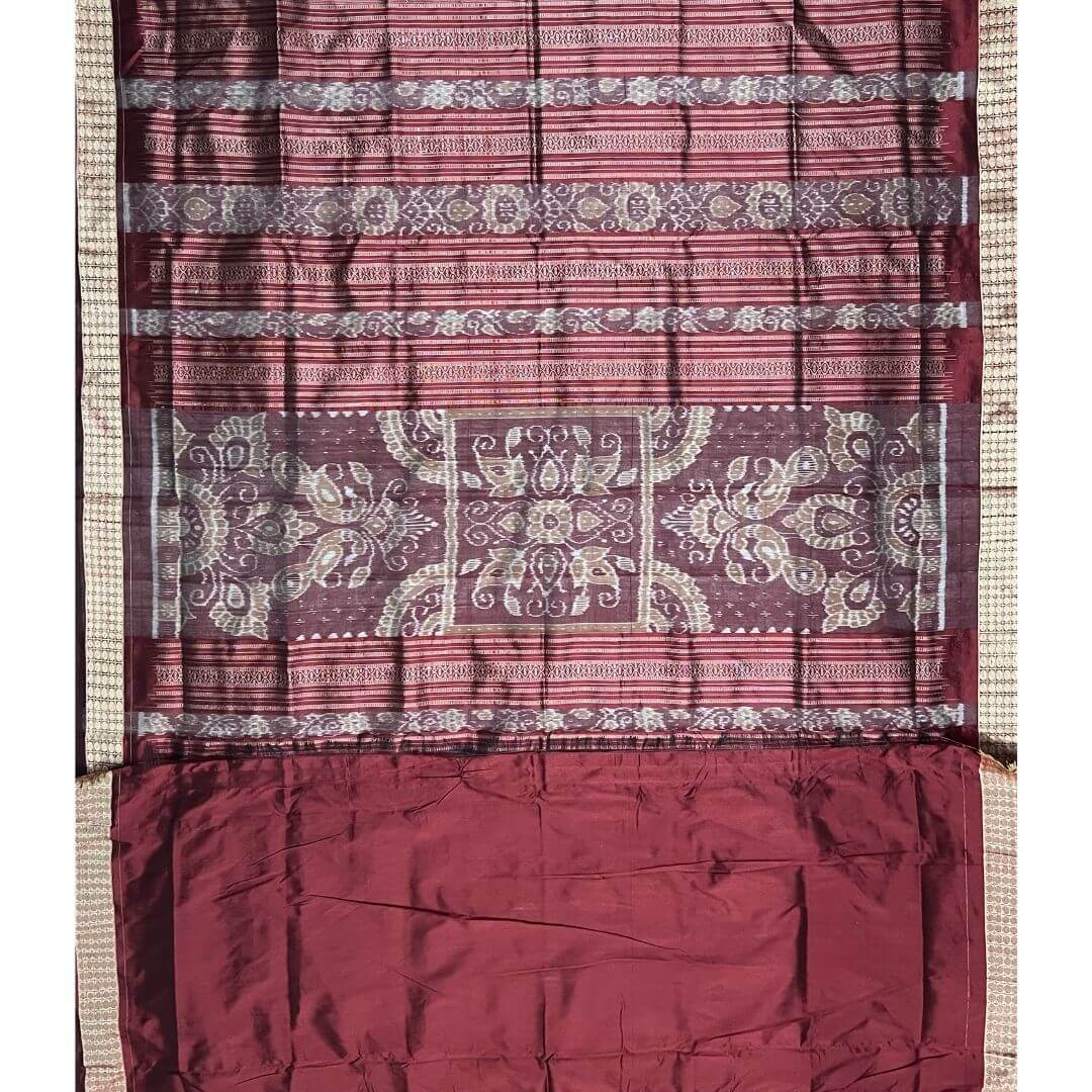 Handwoven Sambalpuri Silk Saree - Green - Taalapatra Vibes