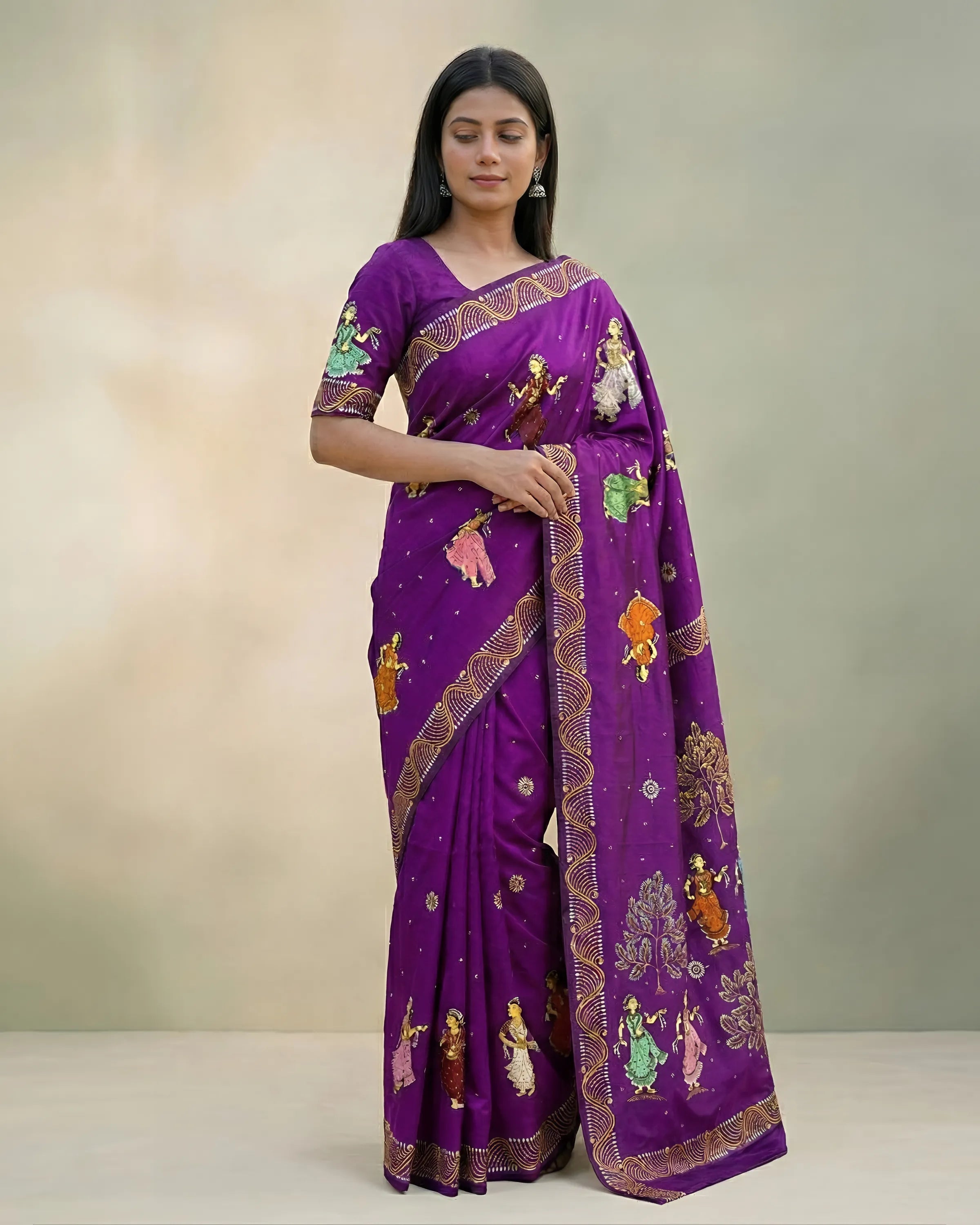 Hand Painted Pattachitra Silk Saree