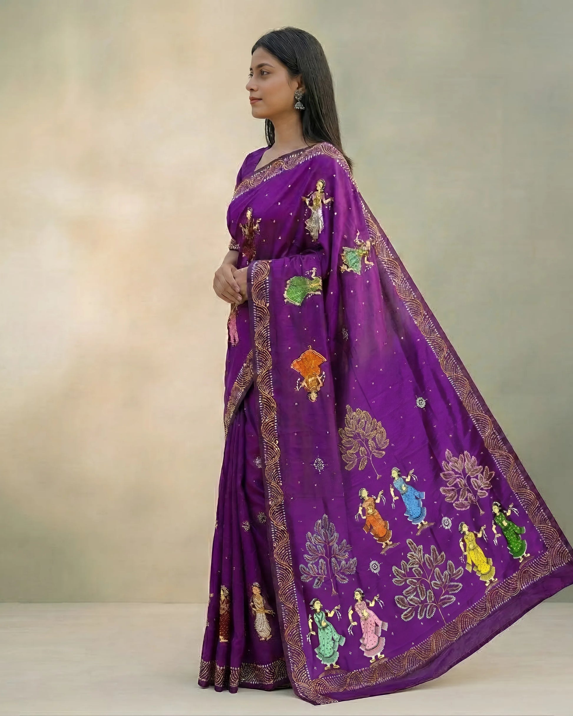 Hand Painted Pattachitra Silk Saree
