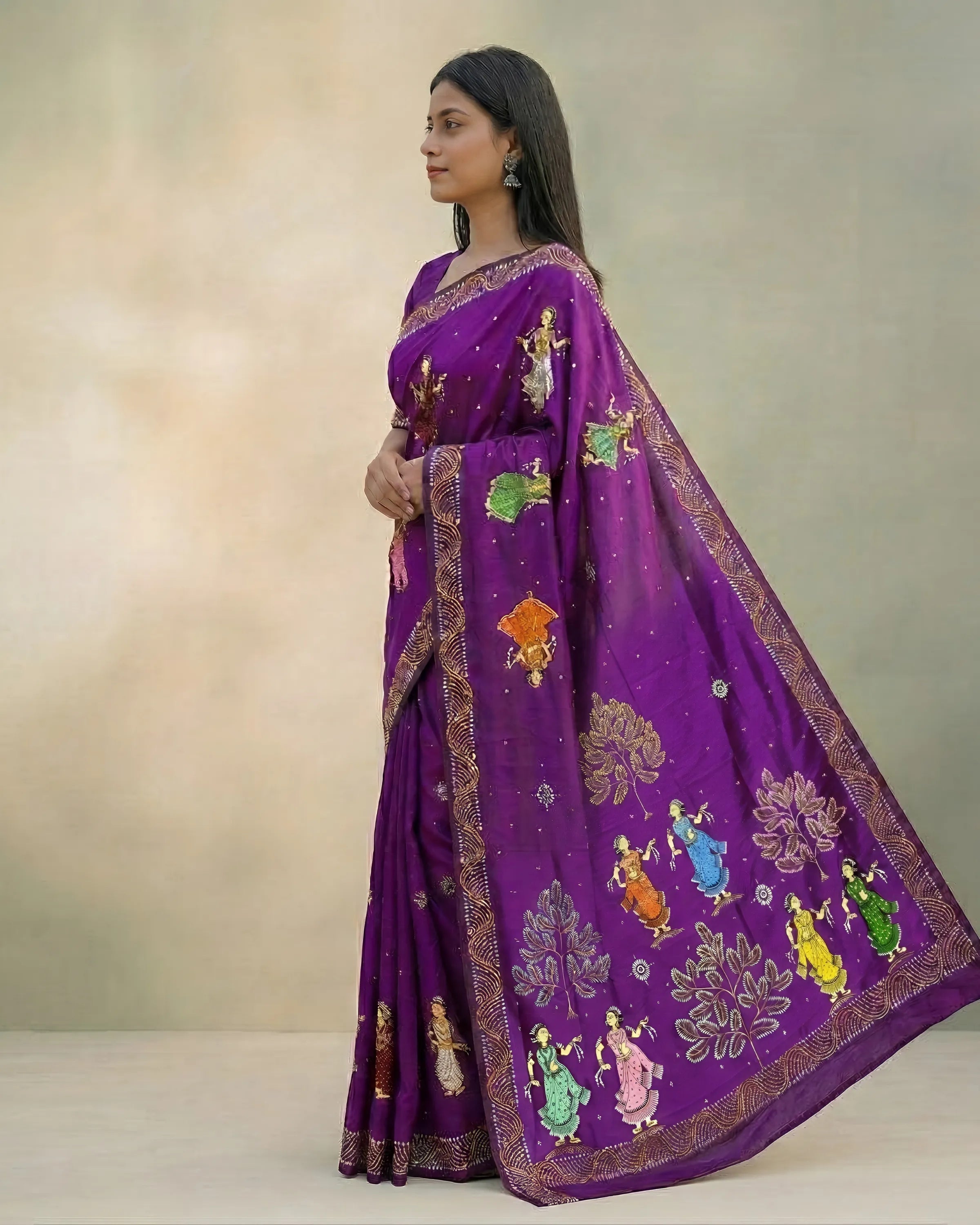 Hand Painted Pattachitra Silk Saree