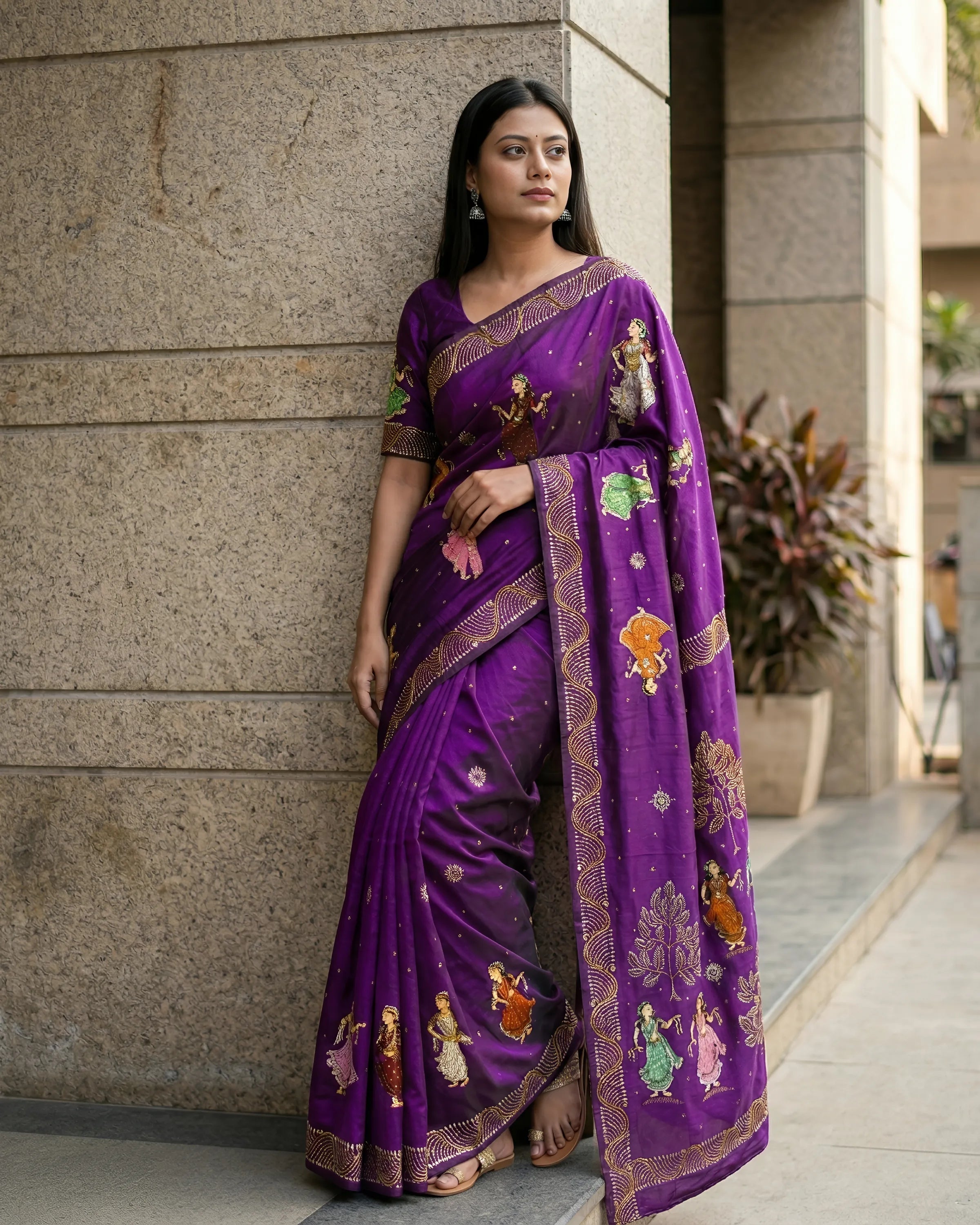 Hand Painted Pattachitra Silk Saree