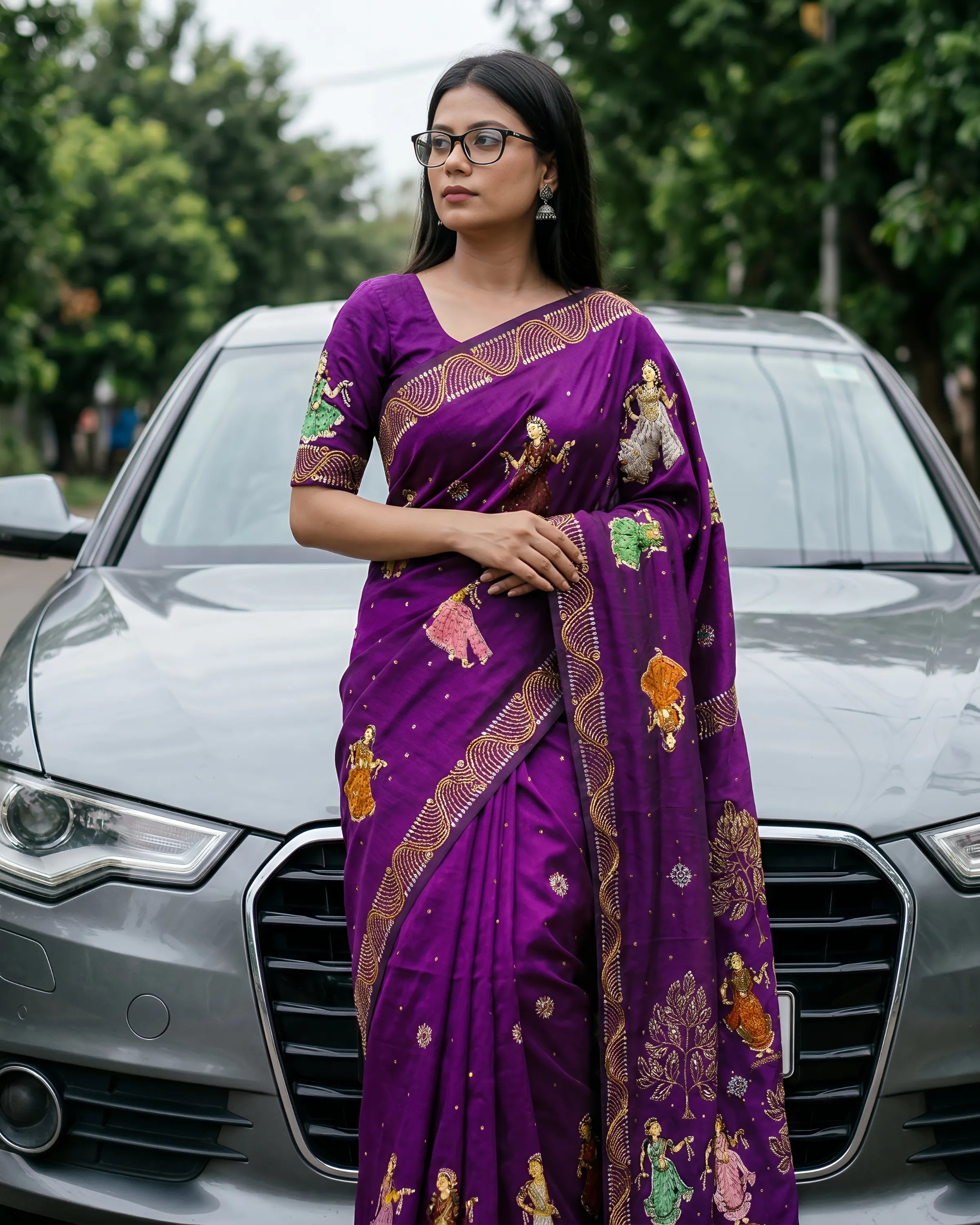 Hand Painted Pattachitra Silk Saree