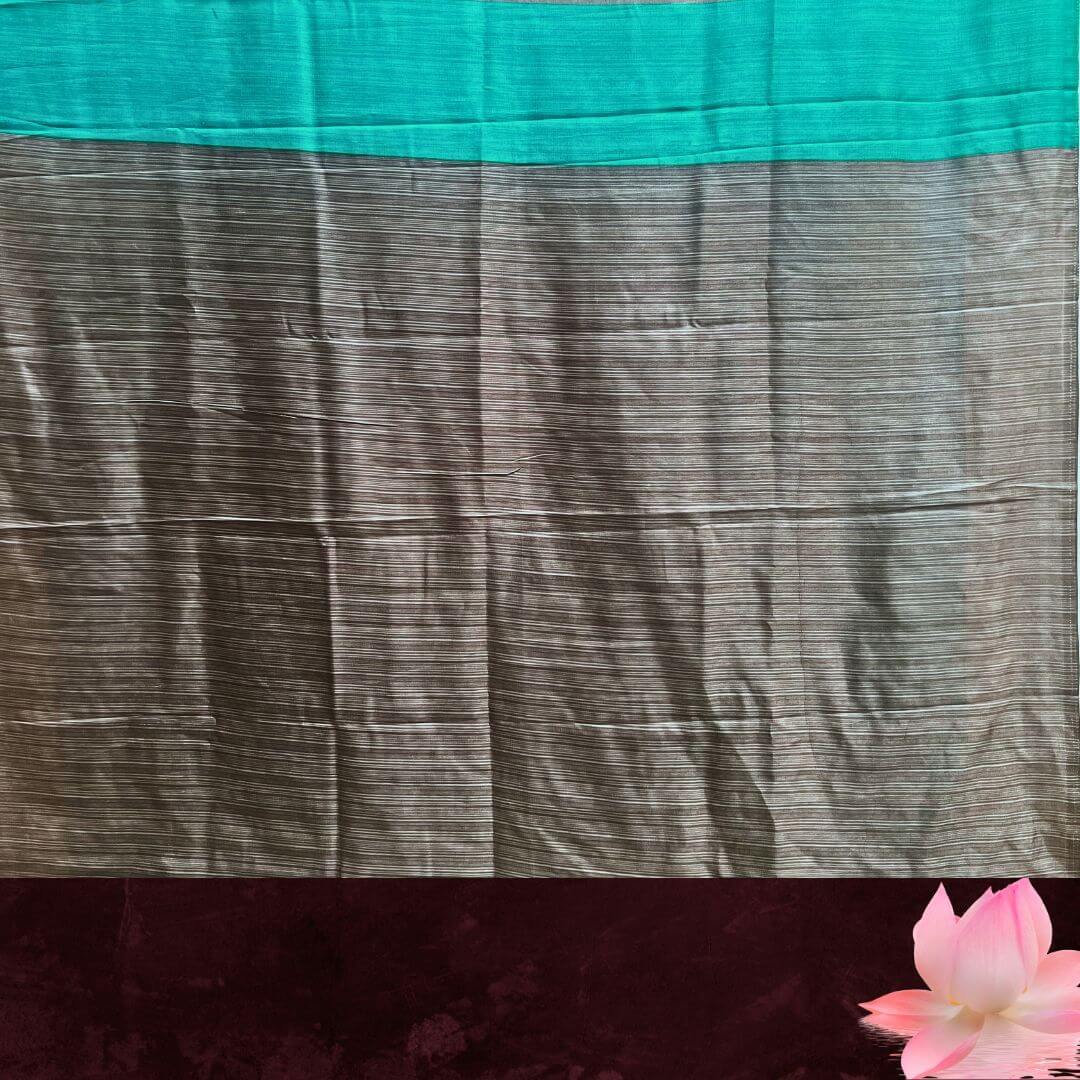 Hand Painted Pattachitra | Silk Saree (Palki) - Sea Green Colour - Taalapatra
