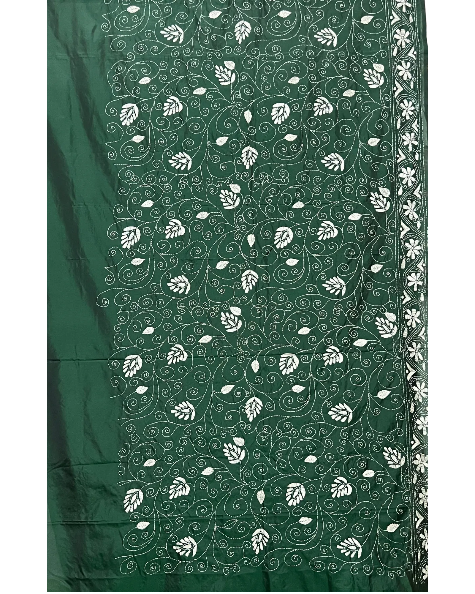 Handwoven Embroidery | Silk Saree - Dark Green Colour