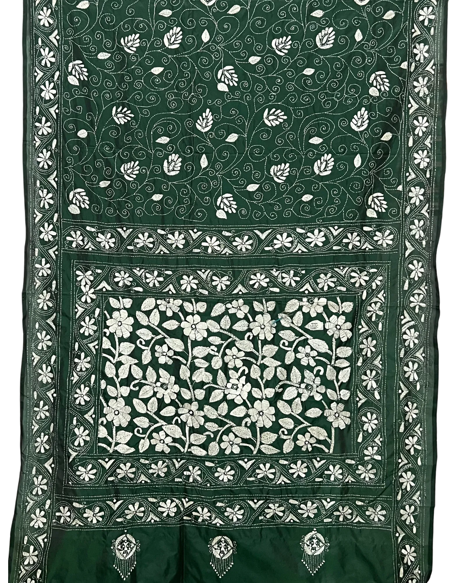 Handwoven Embroidery | Silk Saree - Dark Green Colour