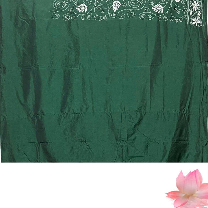 Handwoven Embroidery | Silk Saree - Dark Green Colour - Taalapatra Vibes