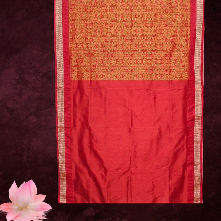 Hand Painted Pattachitra | Tussar Silk Saree (Dancing Women) - Light Peach Colour - Taalapatra