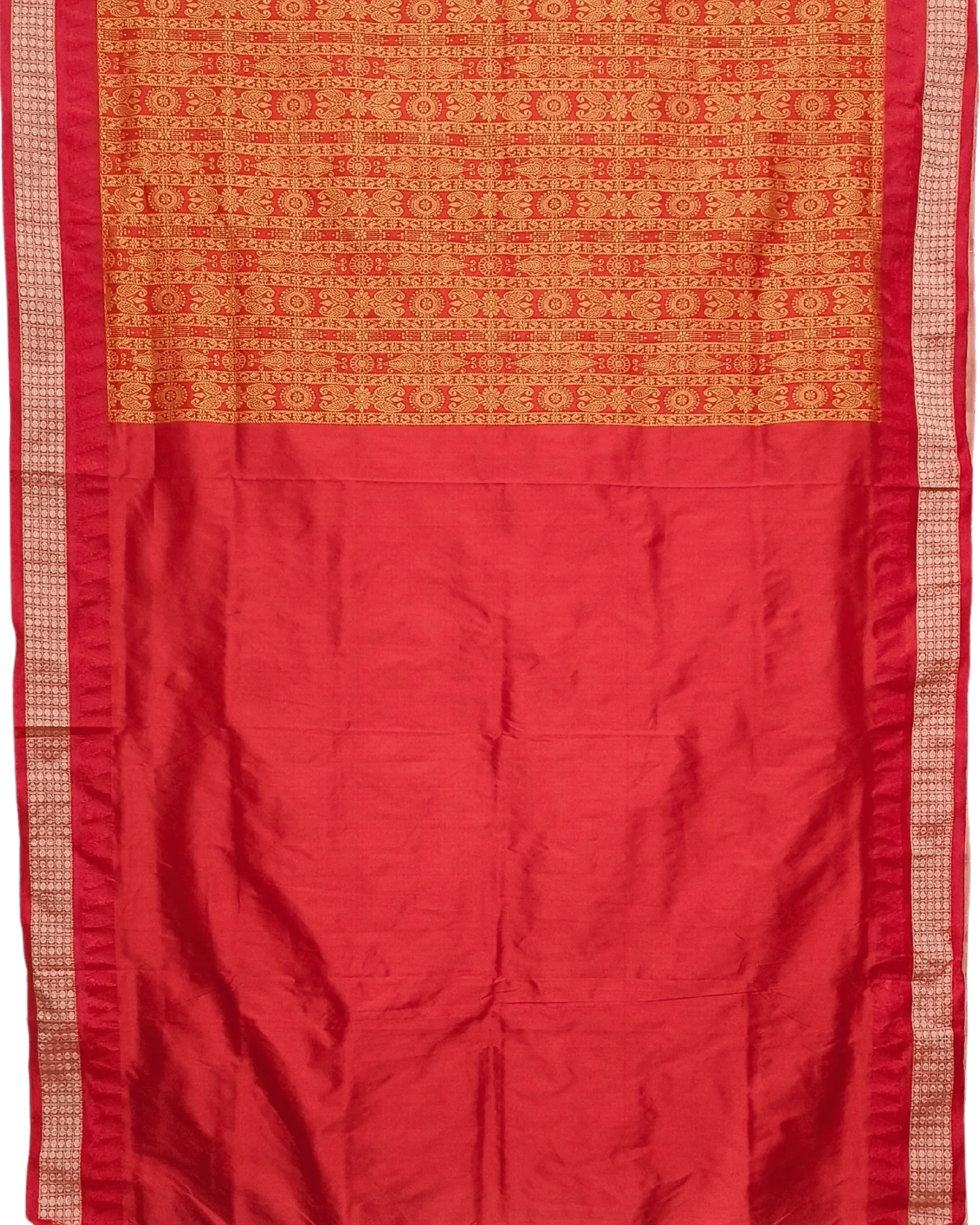 Light Peach Hand Painted Pattachitra Silk Saree
