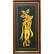 Straw Craft Painting | Shri Krishna with Flute - FRAMED - Taalapatra Vibes