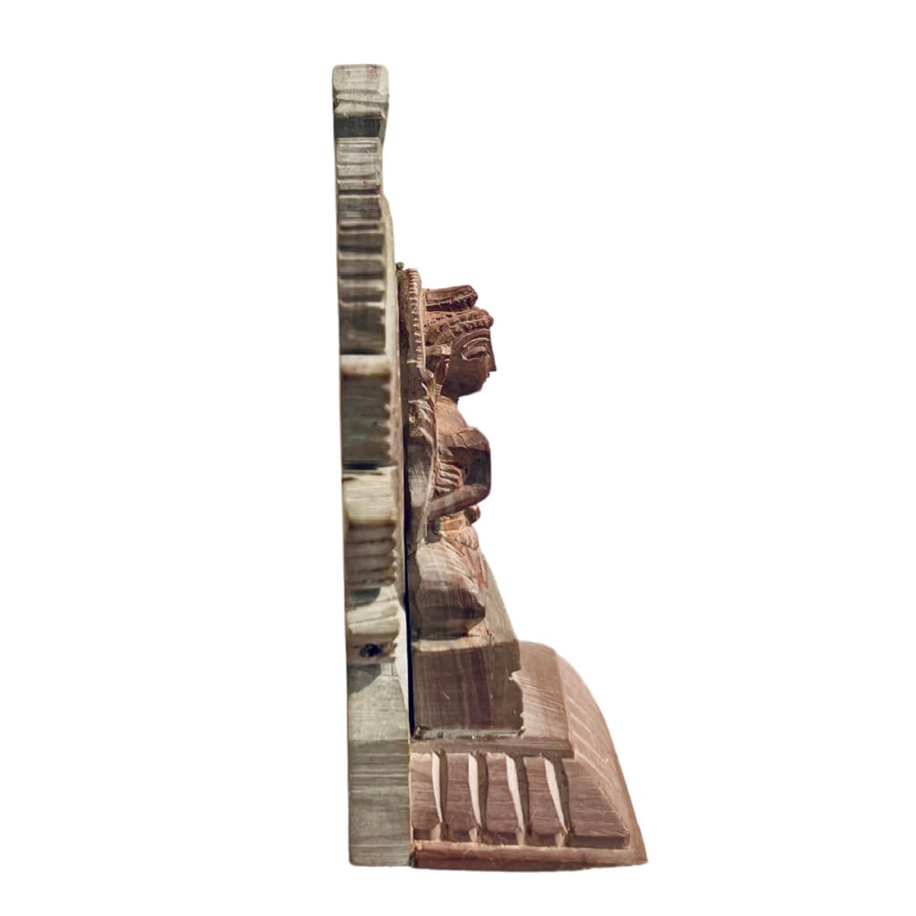 Handcrafted Stone Artefact | Lord Buddha Sitting on High Simhasana Posture (Design 1) - Taalapatra Vibes