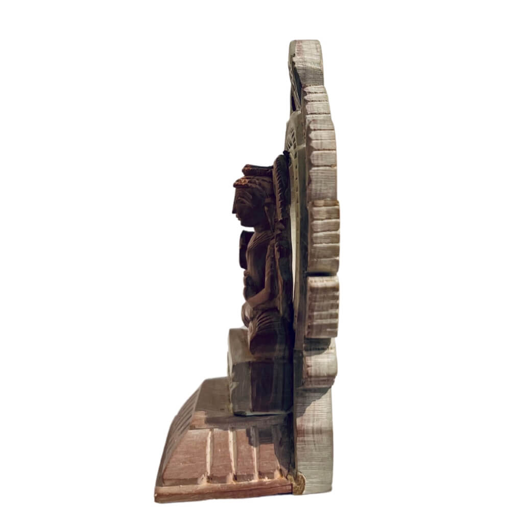 Handcrafted Stone Artefact | Lord Buddha Sitting on High Simhasana Posture (Design 1) - Taalapatra Vibes