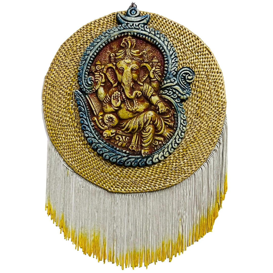 Paper Mache | Ganesha on Golden Straw (Antique Gold) - Taalapatra