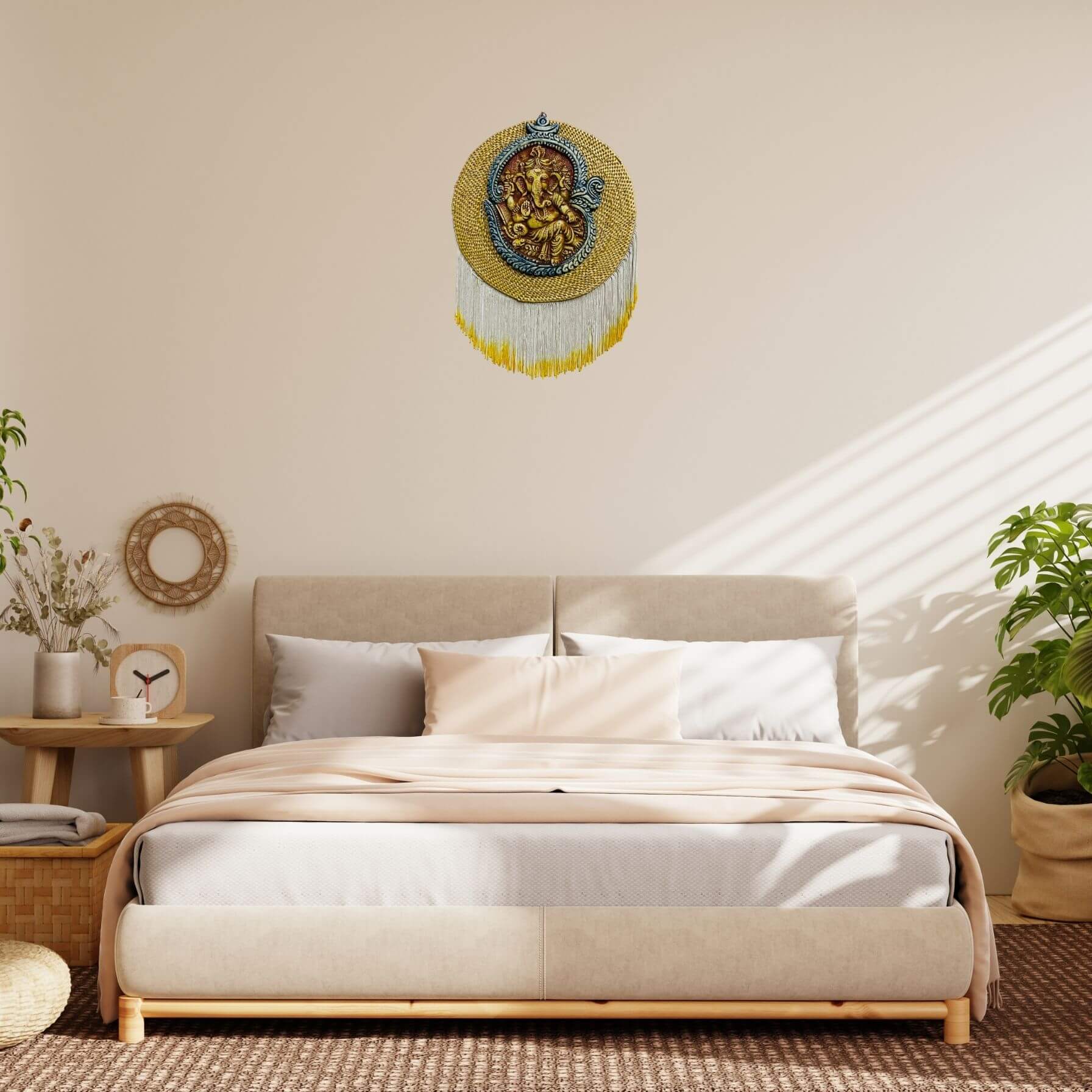 Paper Mache | Ganesha on Golden Straw (Antique Gold) - Taalapatra Vibes