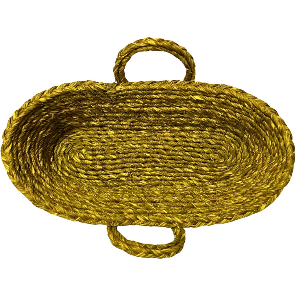 Sabai Grass | Bread Basket (Oval with Handle) - Turmeric Yellow - Taalapatra