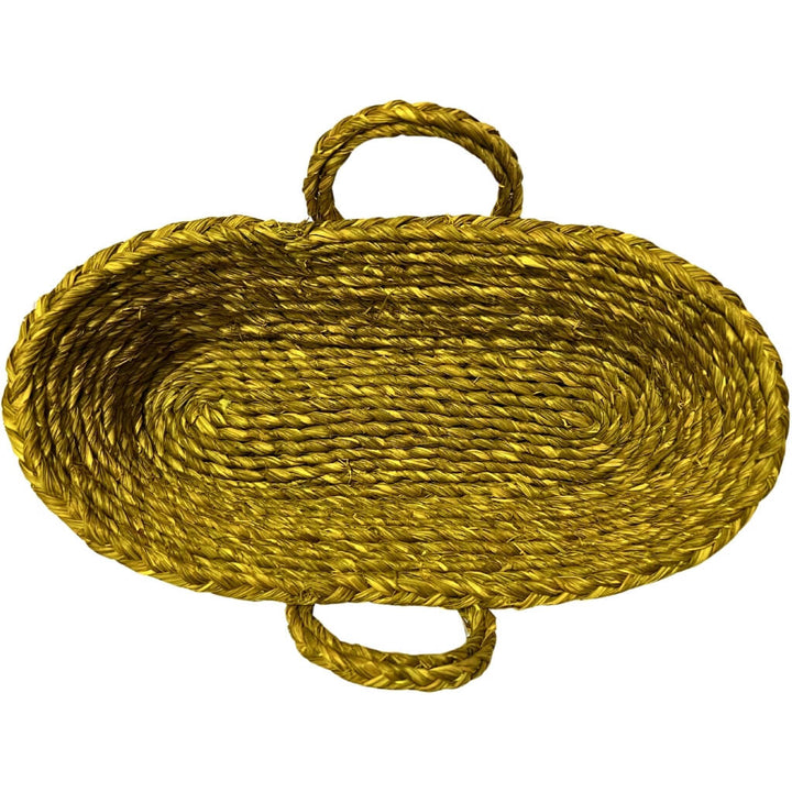Sabai Grass | Bread Basket (Oval with Handle) - Turmeric Yellow - Taalapatra